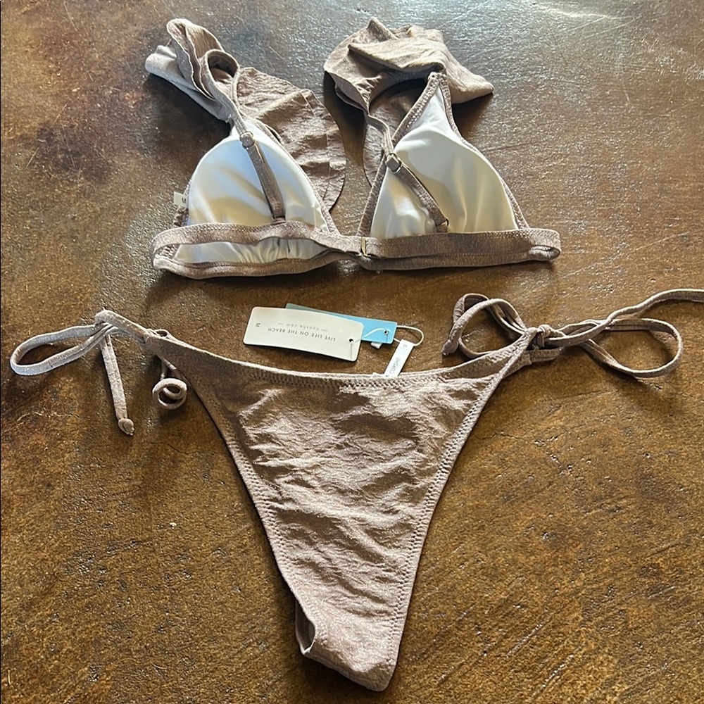 Brown Ruffled Bikini Set - Picture 3 of 3